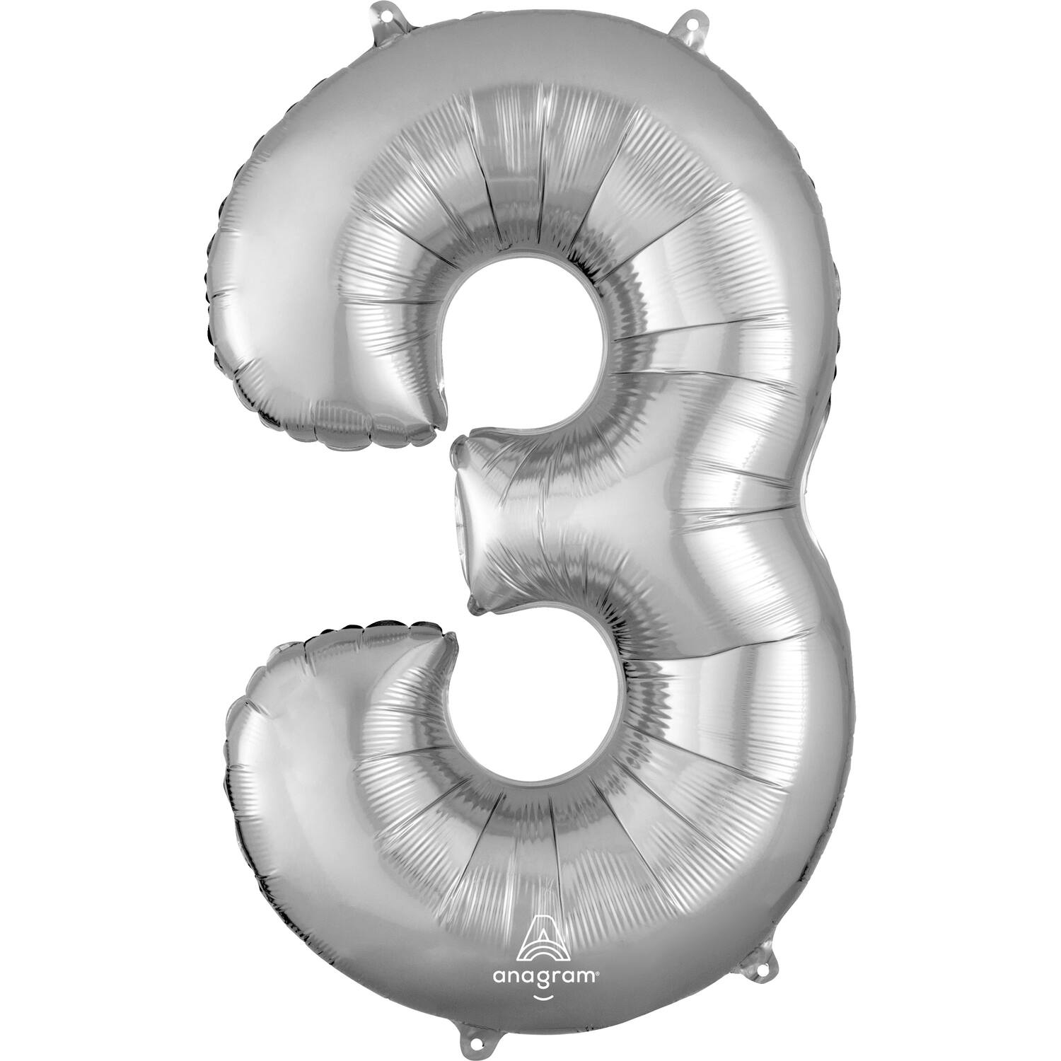 Foil Balloon - Number - 3 - Silver - 86 cm
